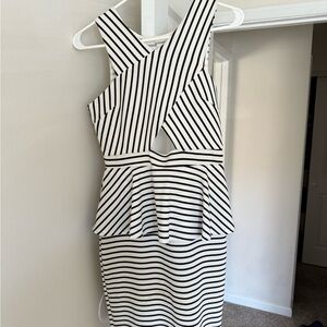 Charlotte Russe Black and White Striped Asymmetrical Dress